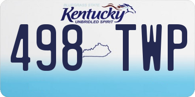 KY license plate 498TWP
