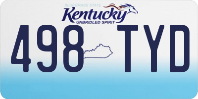 KY license plate 498TYD