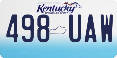 KY license plate 498UAW