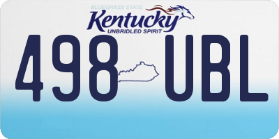 KY license plate 498UBL