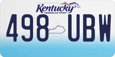 KY license plate 498UBW