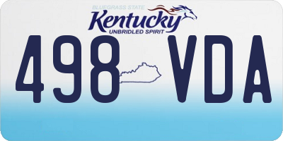 KY license plate 498VDA