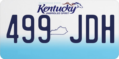 KY license plate 499JDH