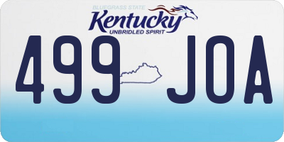 KY license plate 499JOA