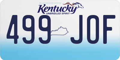 KY license plate 499JOF