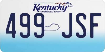 KY license plate 499JSF