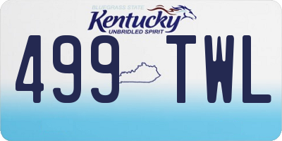 KY license plate 499TWL