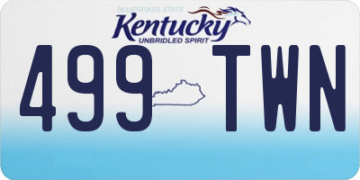 KY license plate 499TWN