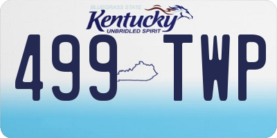 KY license plate 499TWP
