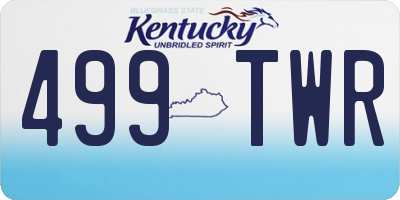 KY license plate 499TWR