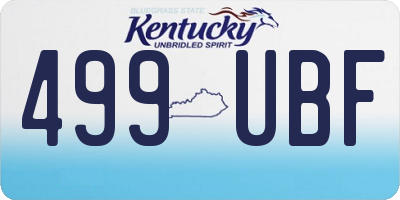KY license plate 499UBF