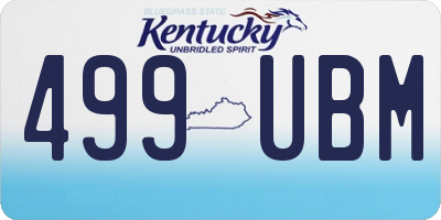 KY license plate 499UBM