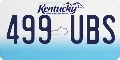 KY license plate 499UBS