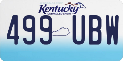 KY license plate 499UBW