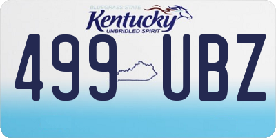 KY license plate 499UBZ