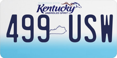 KY license plate 499USW
