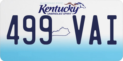 KY license plate 499VAI