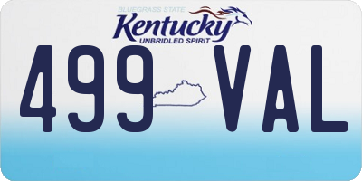 KY license plate 499VAL