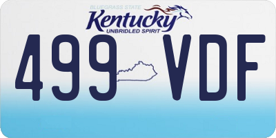 KY license plate 499VDF