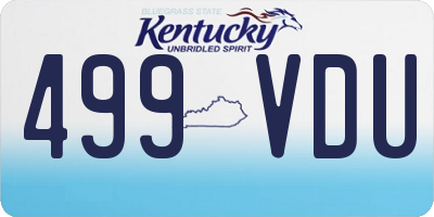 KY license plate 499VDU
