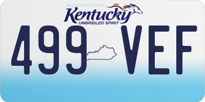 KY license plate 499VEF