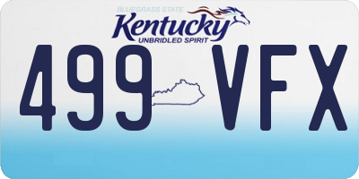 KY license plate 499VFX