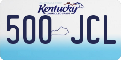 KY license plate 500JCL