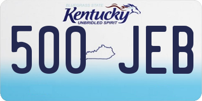 KY license plate 500JEB