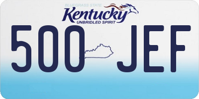 KY license plate 500JEF
