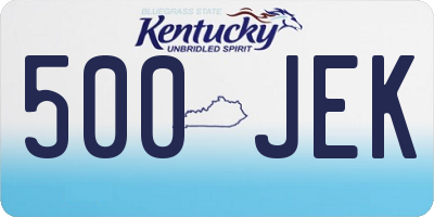 KY license plate 500JEK