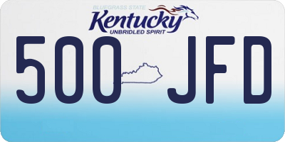 KY license plate 500JFD