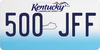 KY license plate 500JFF