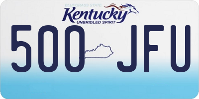 KY license plate 500JFU