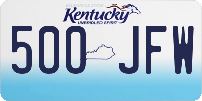 KY license plate 500JFW