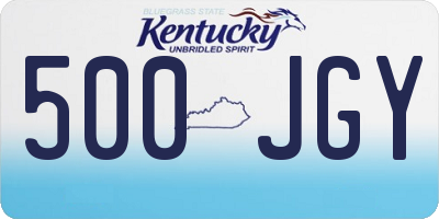 KY license plate 500JGY