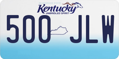 KY license plate 500JLW