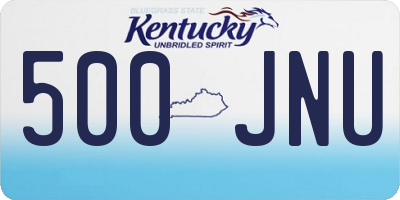 KY license plate 500JNU