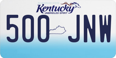 KY license plate 500JNW