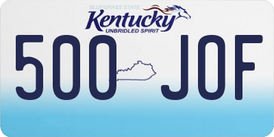 KY license plate 500JOF