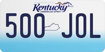 KY license plate 500JOL