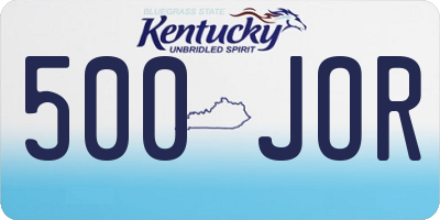 KY license plate 500JOR