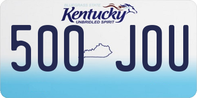 KY license plate 500JOU