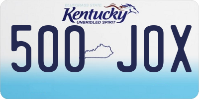 KY license plate 500JOX