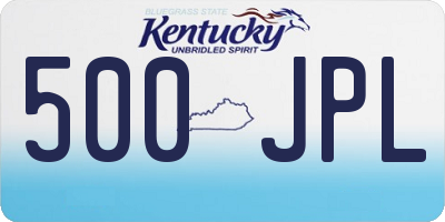 KY license plate 500JPL