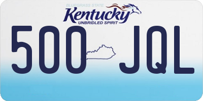 KY license plate 500JQL