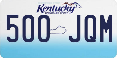 KY license plate 500JQM