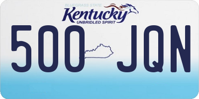 KY license plate 500JQN