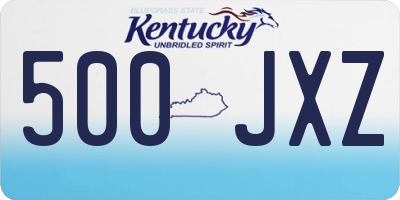 KY license plate 500JXZ