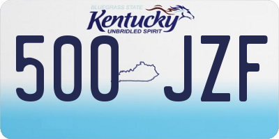 KY license plate 500JZF