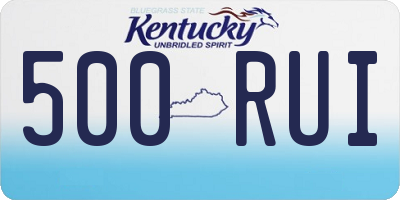 KY license plate 500RUI